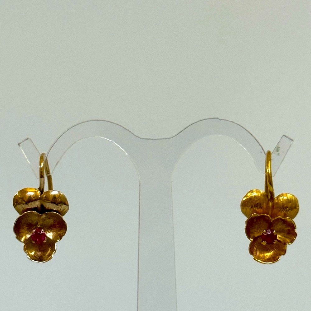 14k Pink imperial Topaz real solid gold earrings